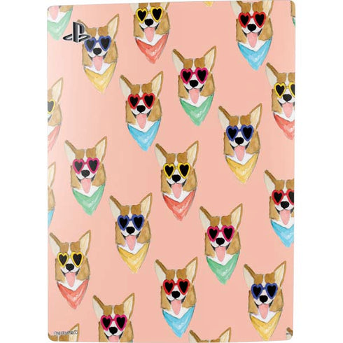 Bouffants and Broken Hearts Corgi Love PS5 Digital Edition Console Skin